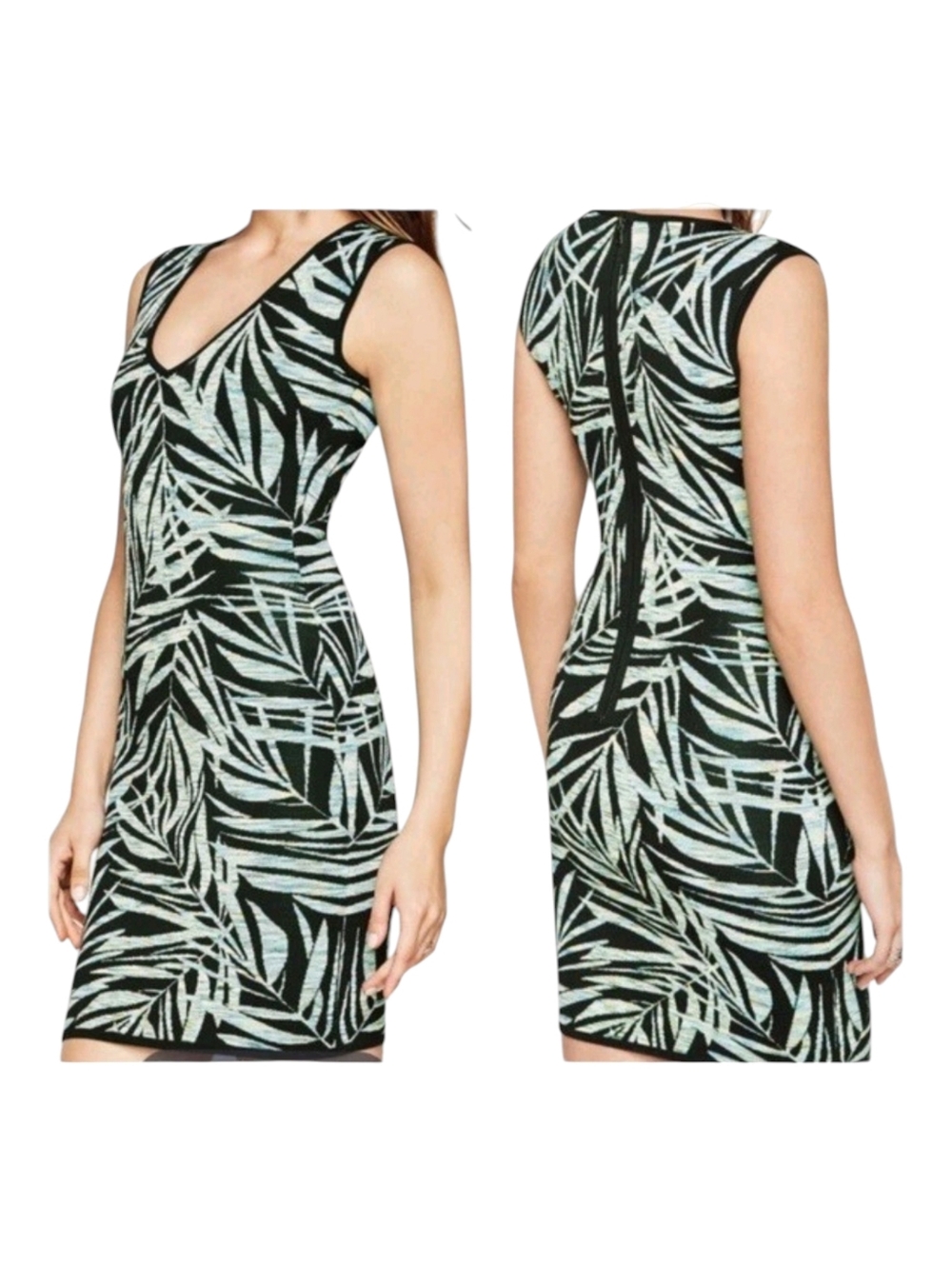 BCBGMAXAZRIA "Gari" green/blue/black Knit bodycon dress NWT Orig. $336 sz S